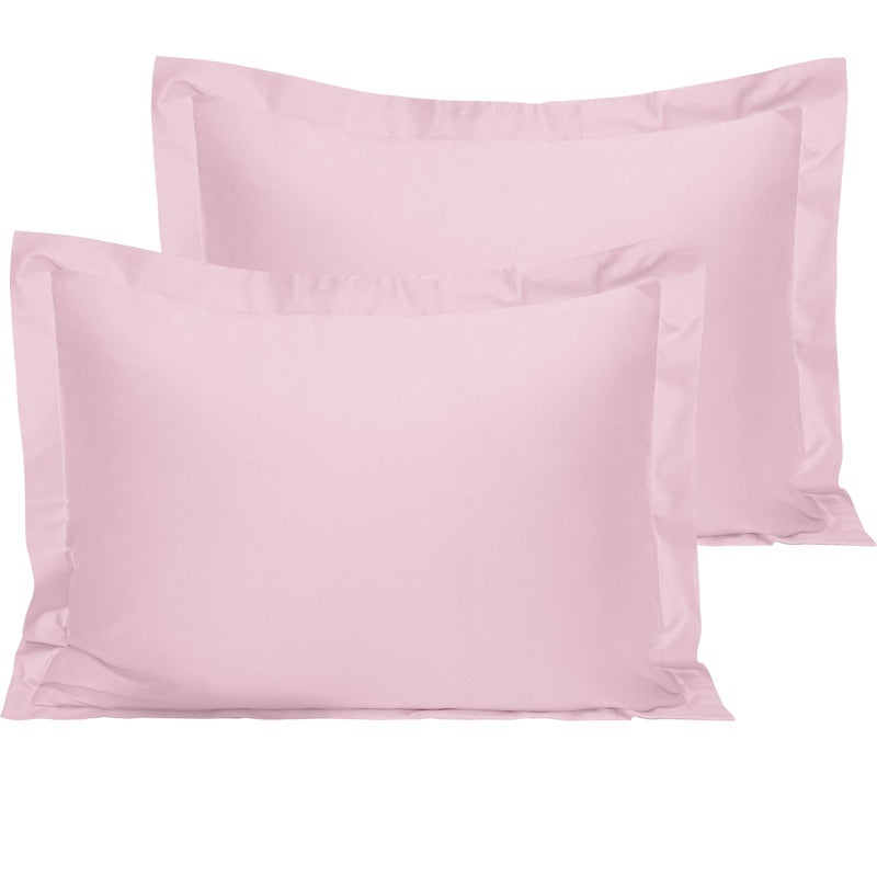 إن تي باي NTBAY COTTON Standard Pillow Shams - 500 Thread Count Cotton Cotton 20x26 Covers 2 Pack Super Super and Breatable 20x26 Indces Pillowcases Pink  - Image 1