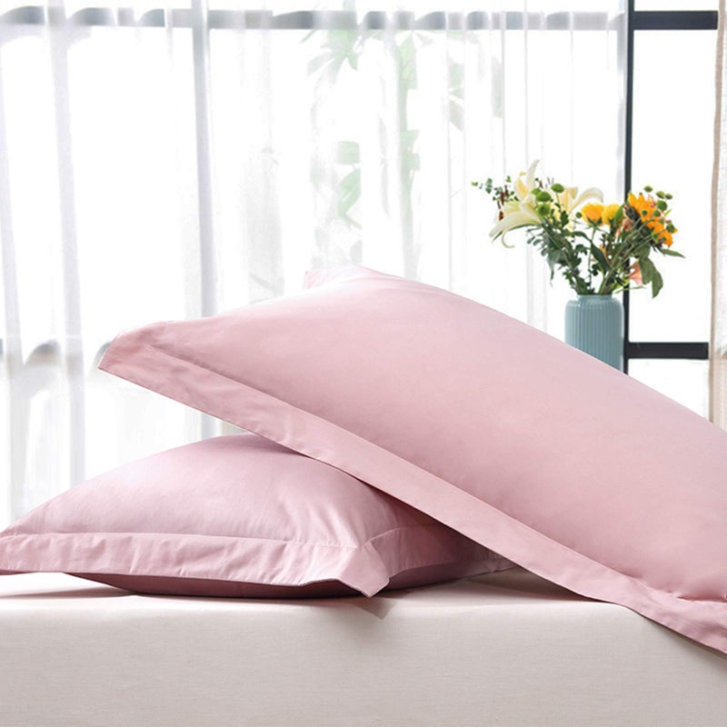 إن تي باي NTBAY COTTON Standard Pillow Shams - 500 Thread Count Cotton Cotton 20x26 Covers 2 Pack Super Super and Breatable 20x26 Indces Pillowcases Pink  - Image 4