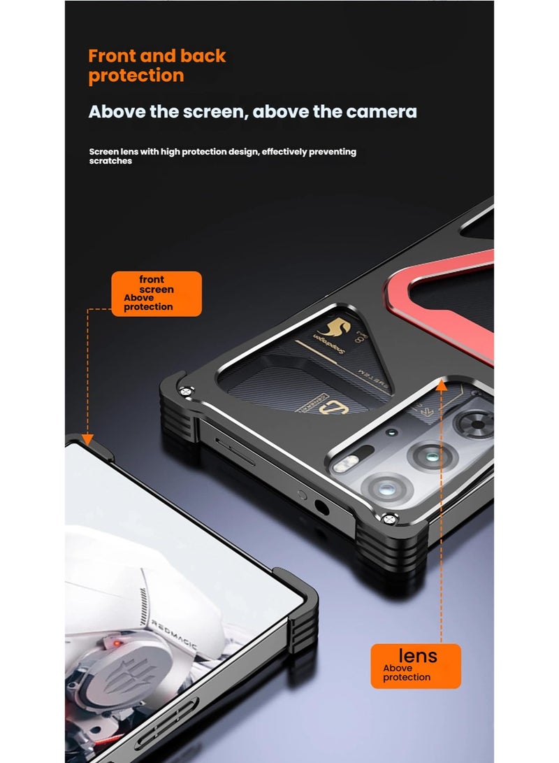 عام غلاف معدني متوافق مع ريد ماجيك 10S برو، تصميم إطار معدني مبرد من الألومنيوم بدون إطار، غلاف مزود بحامل قائم. - Image 5