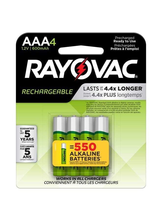 Rayovac Rechargeable AAA Batteries, Rechargeable Triple A Batteries (4 Count) - Image 1