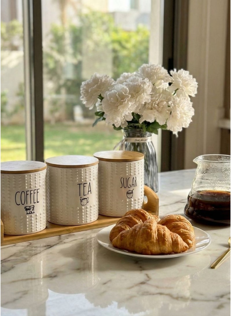 CASA HOME CasaHome Porcelain Jar Set – elegant countertop storage, smooth classic white finish, for tea, coffee, sugar and kitchen organization - Image 3