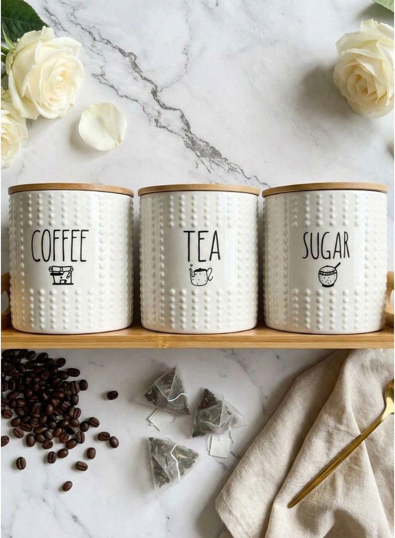 CASA HOME CasaHome Porcelain Jar Set – elegant countertop storage, smooth classic white finish, for tea, coffee, sugar and kitchen organization - Image 2