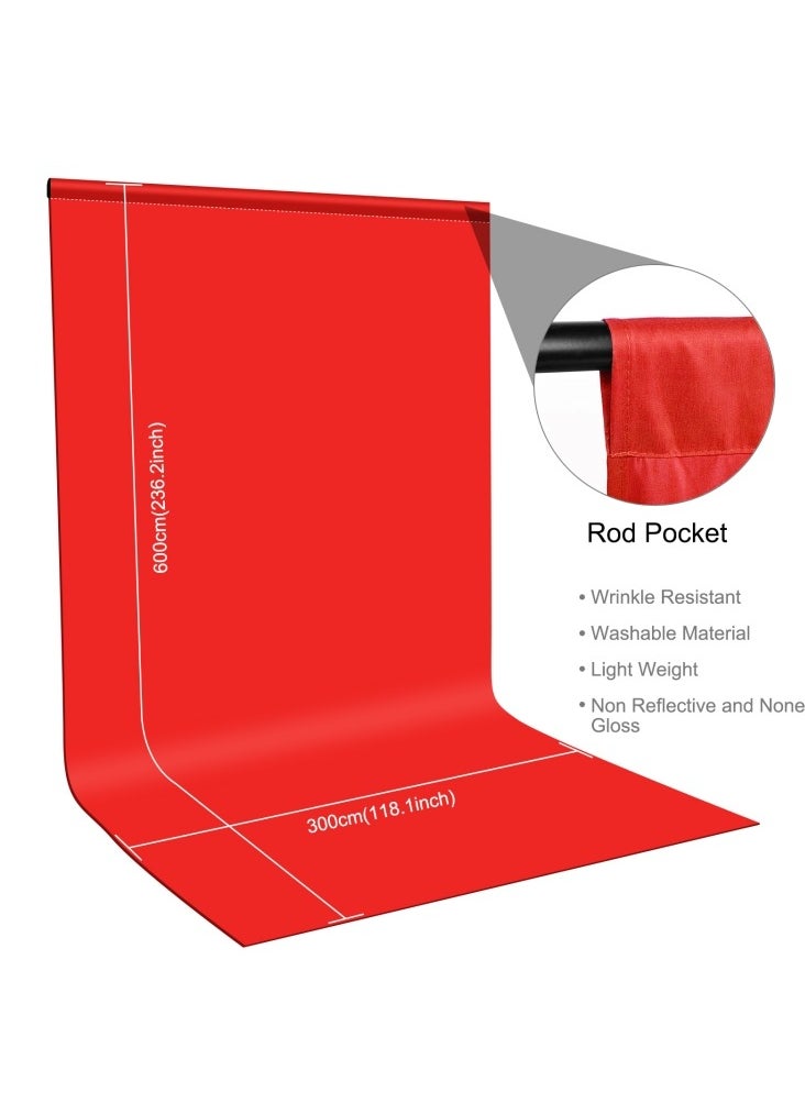 PULUZ - PULUZ 3m x 6m Photography Background Thickness Photo Studio Background Cloth Backdrop(Red) - Image 1