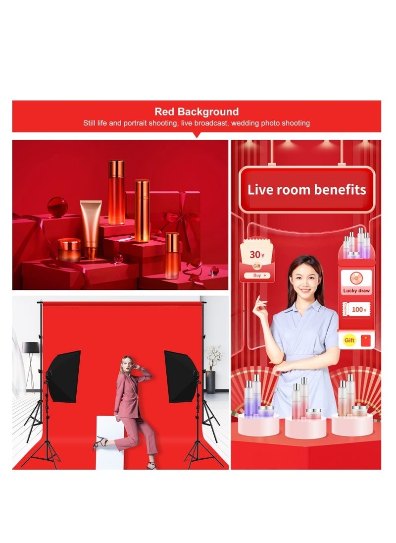 PULUZ - PULUZ 3m x 6m Photography Background Thickness Photo Studio Background Cloth Backdrop(Red) - Image 1