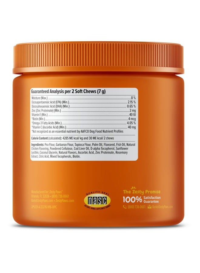 Zesty Paws Omega 3 Alaskan Fish Oil Chew Treats for Dogs - with AlaskOmega for EPA & DHA Fatty Acids - Hip & Joint Support + Skin & Coat Chicken Flavor (90 Soft Chews) - Image 5