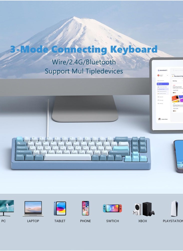 Womier - S-K71 75% Gaming Keyboard, Aluminum Alloy Shell Wireless Mechanical Keyboard Bluetooth/2.4G/Wired Hot Swappable Pre-lubed Switches, Gasket Mounted RGB Keyboard for Mac/Win - Image 1