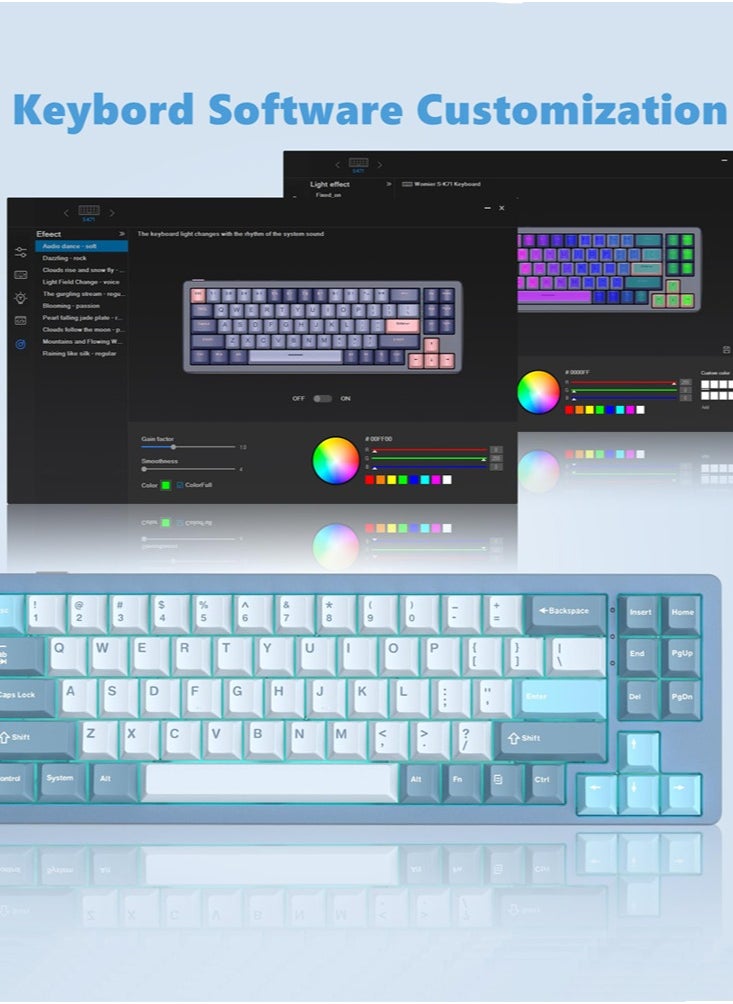 Womier - S-K71 75% Gaming Keyboard, Aluminum Alloy Shell Wireless Mechanical Keyboard Bluetooth/2.4G/Wired Hot Swappable Pre-lubed Switches, Gasket Mounted RGB Keyboard for Mac/Win - Image 1
