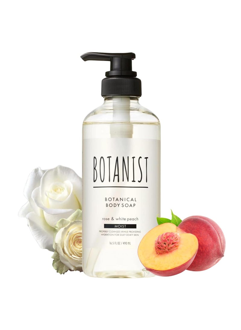 botanist - Botanist Hydrating Body Wash for Normal to Dry Skin Women  Men Organic Moisturizing Bath Gel from Japan with Shea Butter  Coconut Oil Sulfate  Paraben Free Rose  White Peach165 Fl Oz 490 mL - Image 1