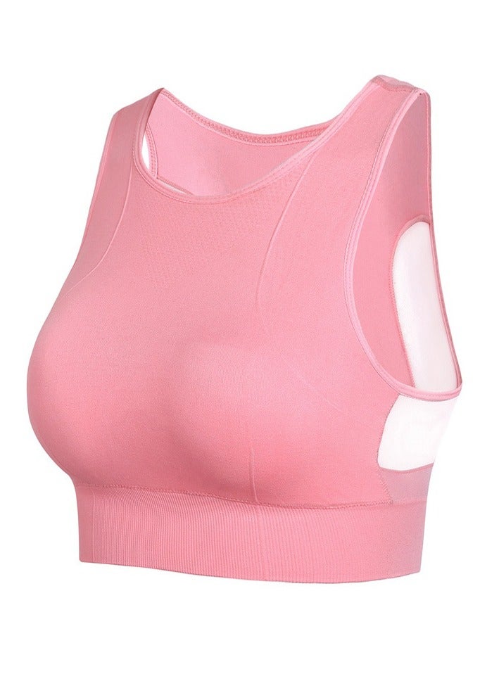 AROAQ Full Coverage Longline Sports Bra, Shockproof Fitness Yoga Running Sports Bra,  Seamless Quick-drying Medium Impact Push Up Tank Top For Yoga Gym Workout, (Size 2XL, Pink)  - Image 1
