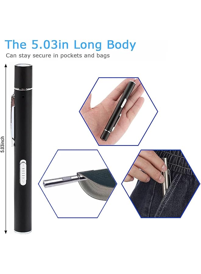KASTWAVE Pen Torch Reusable 2 PCS Diagnostic Medical Penlight USB Rechargeable LED Pen Ligh for Nurses Students Doctors Mini Flashlight with 2 LED Sources Magnetic Cap Pocket Clip - Image 4