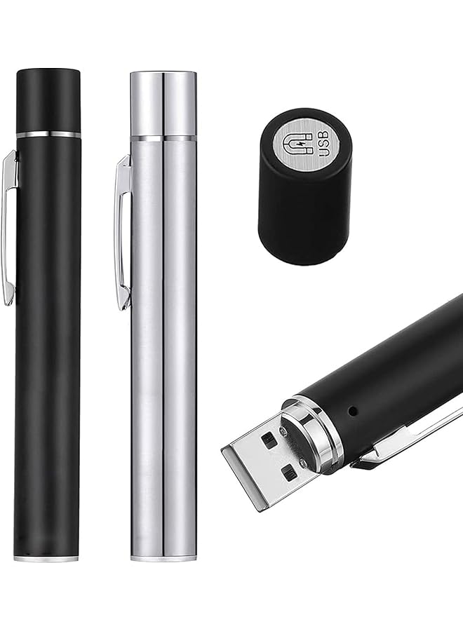 KASTWAVE Pen Torch Reusable 2 PCS Diagnostic Medical Penlight USB Rechargeable LED Pen Ligh for Nurses Students Doctors Mini Flashlight with 2 LED Sources Magnetic Cap Pocket Clip - Image 1