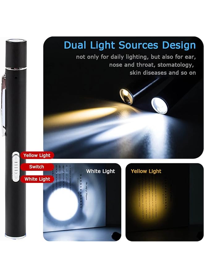 KASTWAVE Pen Torch Reusable 2 PCS Diagnostic Medical Penlight USB Rechargeable LED Pen Ligh for Nurses Students Doctors Mini Flashlight with 2 LED Sources Magnetic Cap Pocket Clip - Image 3