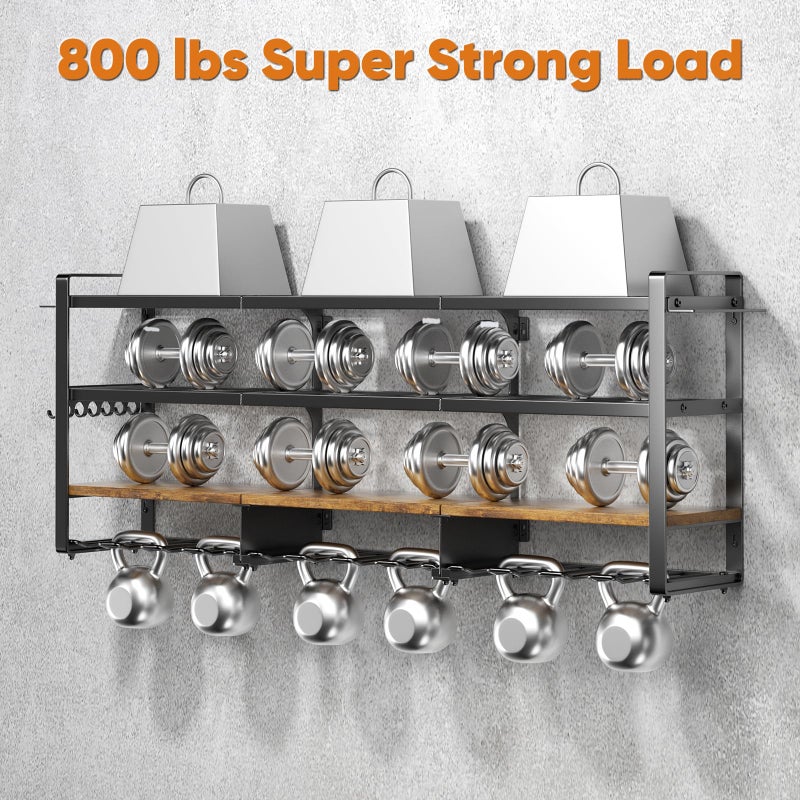 POKIPO 49.5" W Large Power Tool Organizer with Charging Station, 4 Layer Heavy Duty Utility Rack Loads 800lbs, Holds 8 Cordless Drills, Wall Mount Tool Shelf with 8-Outlet Power Strip, Gift for Men - Image 4