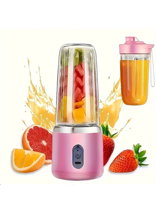 Pink Portable USB Juicer With 2 Cups 18000 RPM Motor One Touch Operation For Home Travel - Image 1