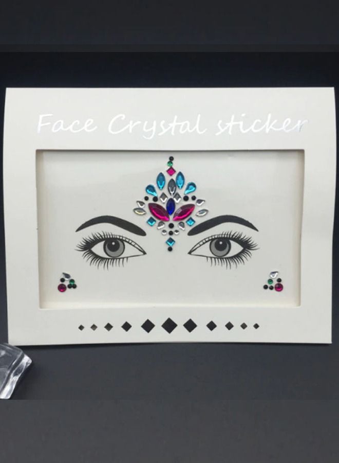 خيشة ملصق تاتو للوجه لامع ومرصع بالكريستال على شكل حورية البحر - Image 1