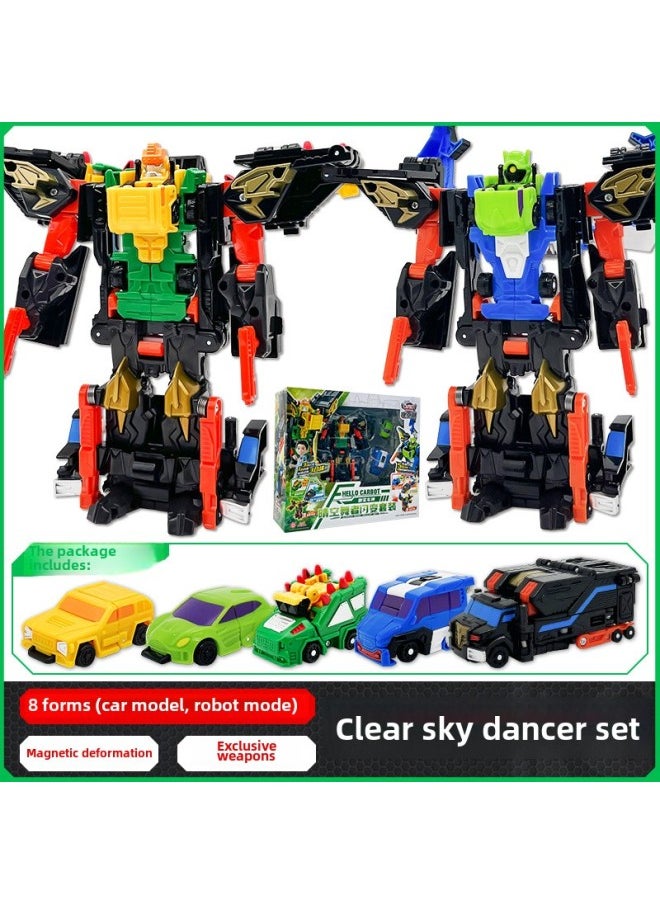 Buy Qiku Ka Bao Car God Full Set Of Dancing Team Deformed Car Robot King Kong Toy Gift-Color:Classic Version Of Five-in-one  Hc9016  - Image 1