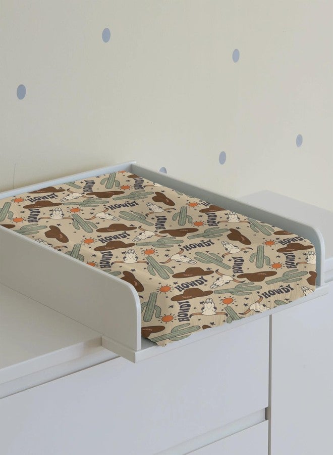 Tewrnvioc Changing Pad Cover for Baby Girls Boys, 32"/34" x 16" Safe Snug Diaper Change Table Pad Covers, Soft Stretchy Changing Pad Sheets Western Cowboy Howdy Theme Nursery Decor - Image 5
