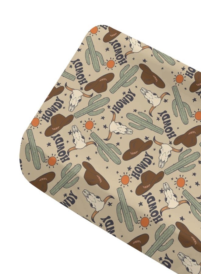 Tewrnvioc Changing Pad Cover for Baby Girls Boys, 32"/34" x 16" Safe Snug Diaper Change Table Pad Covers, Soft Stretchy Changing Pad Sheets Western Cowboy Howdy Theme Nursery Decor - Image 1
