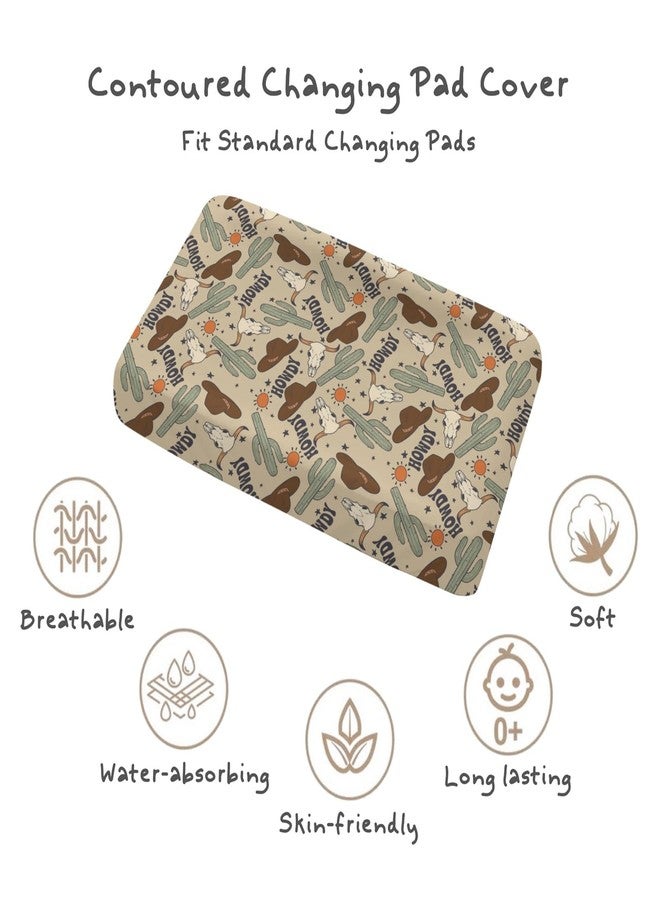 Tewrnvioc Changing Pad Cover for Baby Girls Boys, 32"/34" x 16" Safe Snug Diaper Change Table Pad Covers, Soft Stretchy Changing Pad Sheets Western Cowboy Howdy Theme Nursery Decor - Image 3