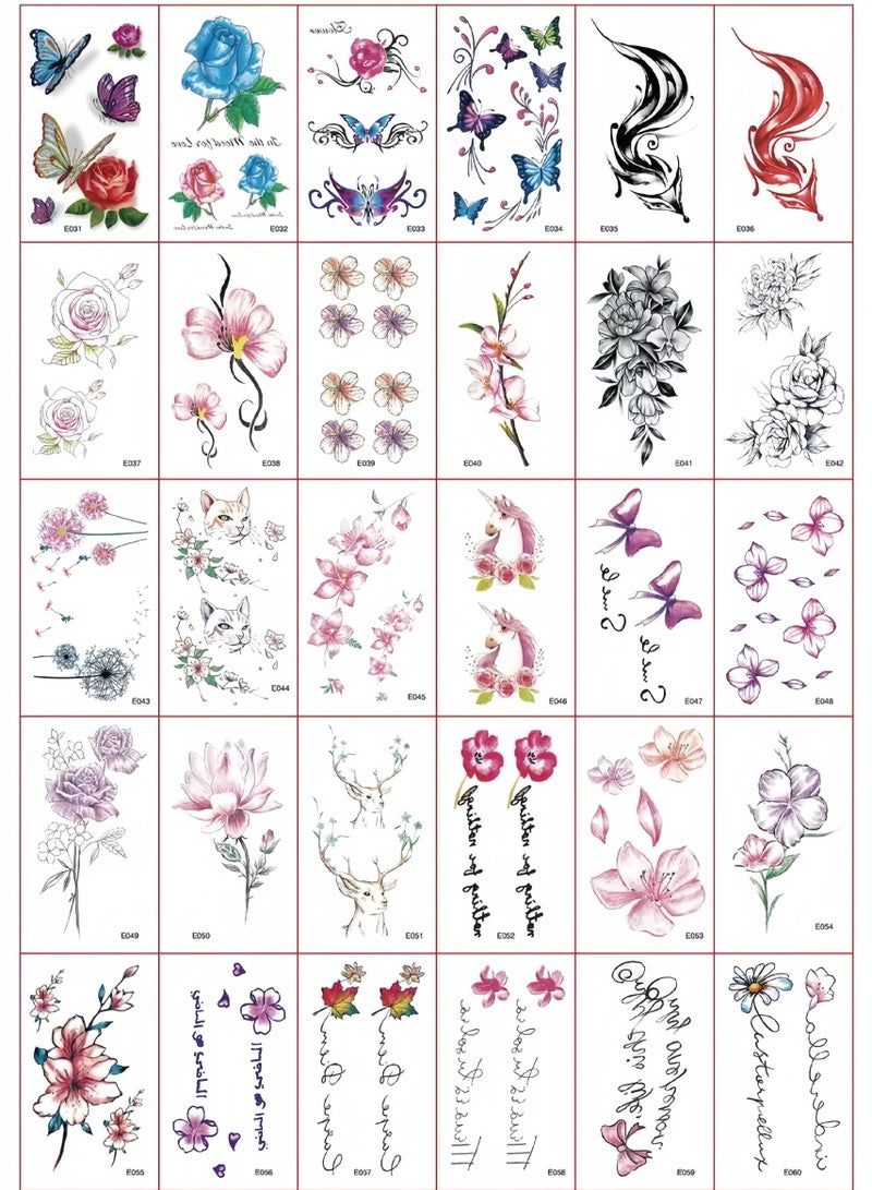 سنسيب الوشم المؤقت Synsyb ، مجموعة كبيرة من تصميمات الحيوانات والزهور المقاومة للماء ، نقل الفن الأسود والملون للرجال والنساء - Image 2
