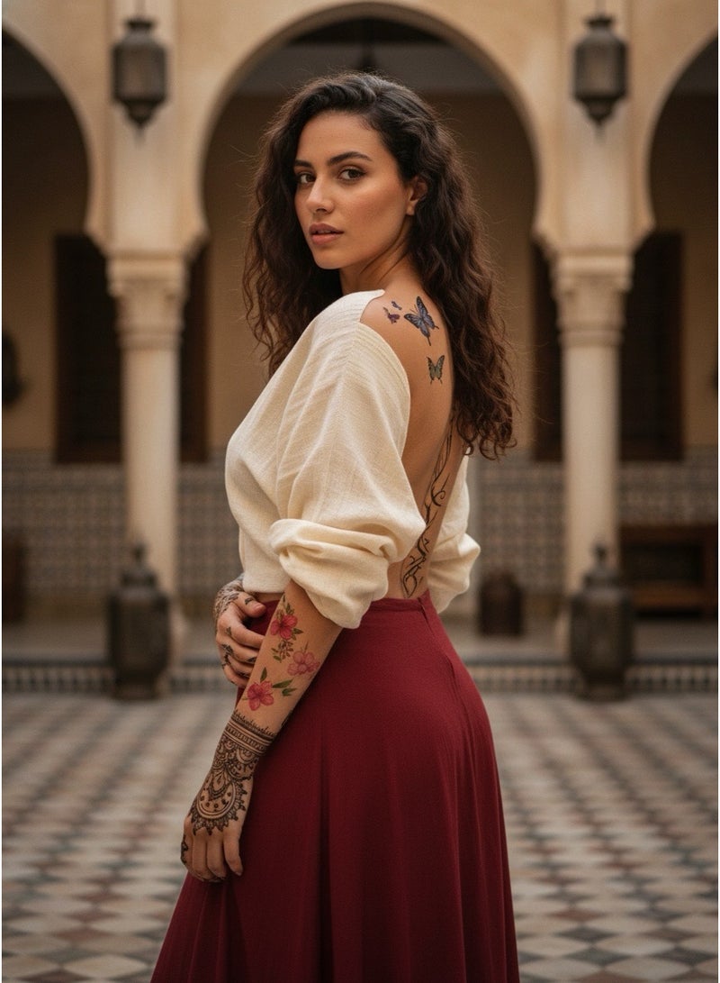 سنسيب الوشم المؤقت Synsyb ، مجموعة كبيرة من تصميمات الحيوانات والزهور المقاومة للماء ، نقل الفن الأسود والملون للرجال والنساء - Image 1