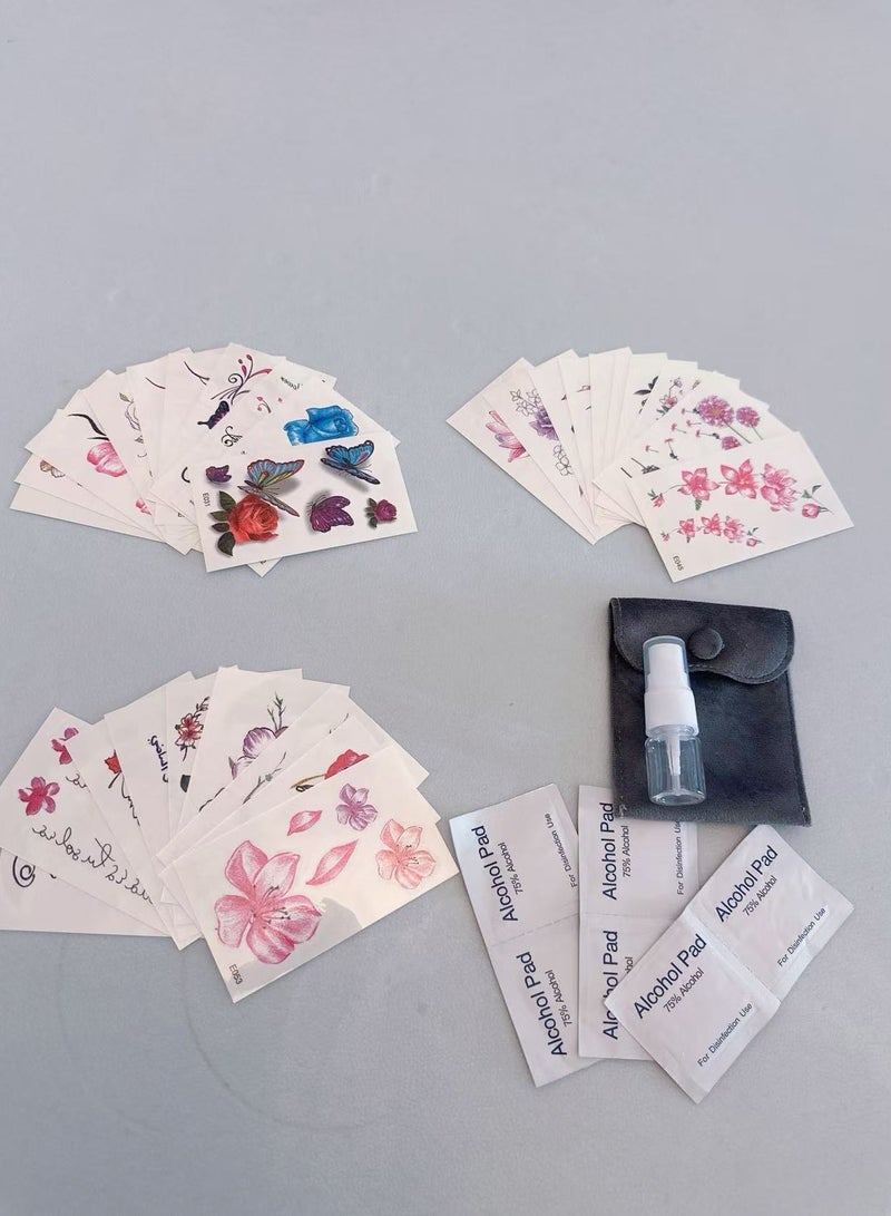 سنسيب الوشم المؤقت Synsyb ، مجموعة كبيرة من تصميمات الحيوانات والزهور المقاومة للماء ، نقل الفن الأسود والملون للرجال والنساء - Image 4