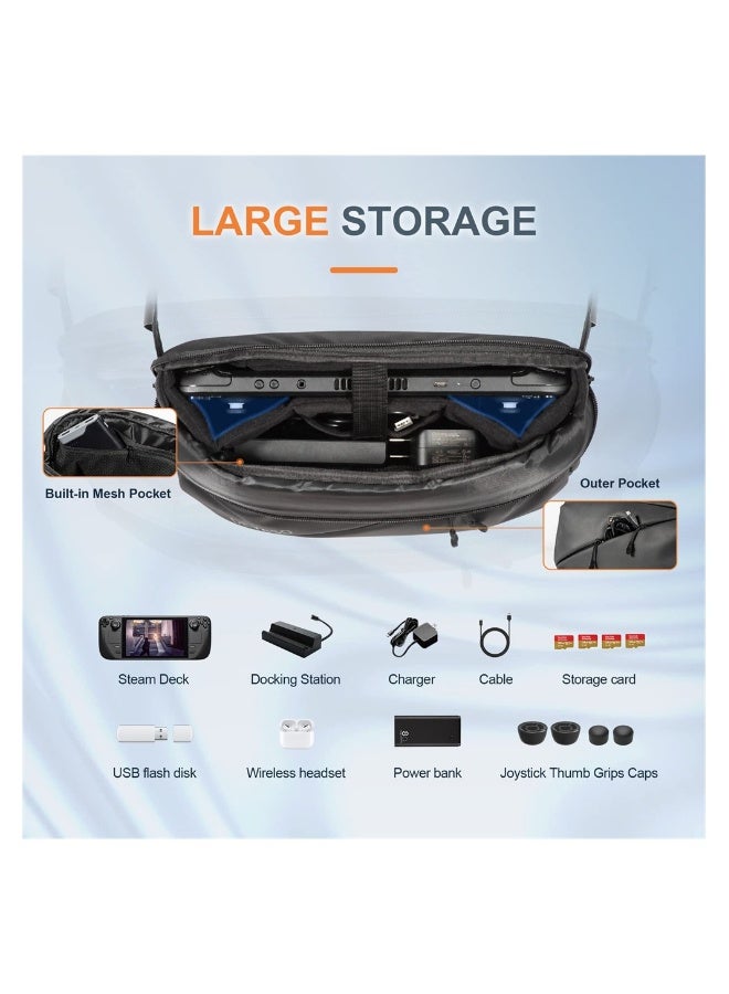 Portable Storage Case for Steam Deck ASUS ROG Ally Handheld Console and Accessories Lightweight MultiPocket Bag for Travel - Image 2