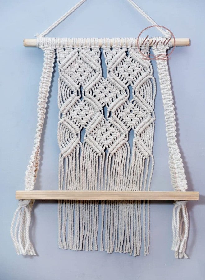 AIVIK Boho Macrame Wooden Wall Hanging Shelf, Modern Chic Woven Macrame Tapestries, Wall Art Home Decor for Apartment, Dorm, Bedroom, Living Room, Nursery, Party Decorations, 12" Wx 16" H - Image 3