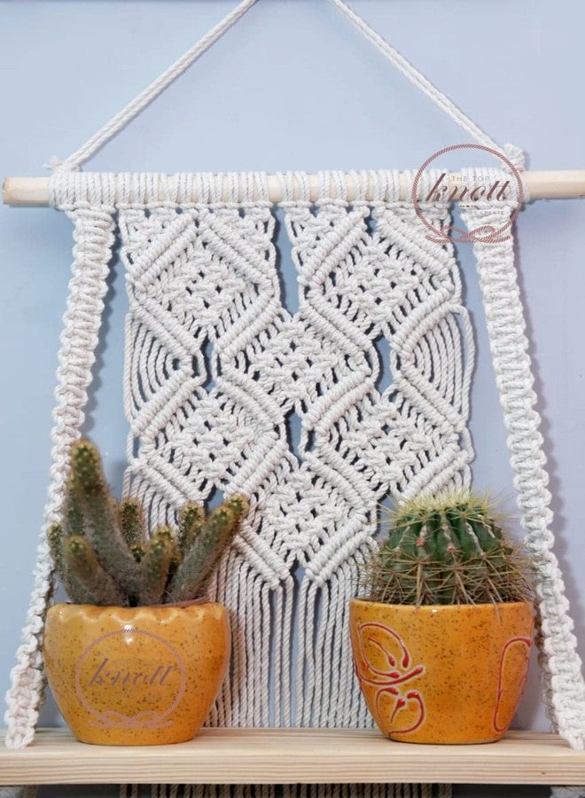 AIVIK Boho Macrame Wooden Wall Hanging Shelf, Modern Chic Woven Macrame Tapestries, Wall Art Home Decor for Apartment, Dorm, Bedroom, Living Room, Nursery, Party Decorations, 12" Wx 16" H - Image 4