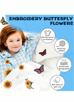 Excefore Embroidered Iron on Patches, 36 Pcs Butterfly Sunflower Sew On Applique Patches for Clothing  - Image 3