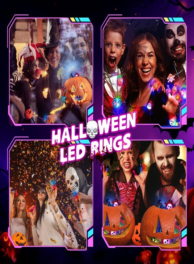 حلقات مضيئة بتقنية LED، هدايا هالوين، حلقات ثلاثية الأبعاد وامضة، ألعاب تتوهج في الظلام، هدايا حفلات هالوين للأطفال والكبار، حشوات لأكياس الهدايا (65 قطعة) - Image 3