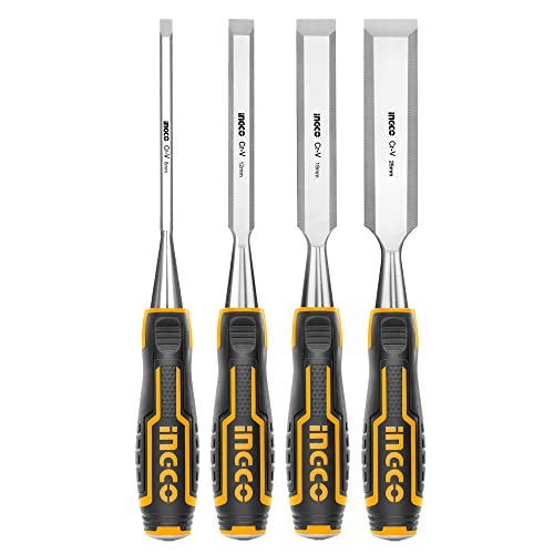 INGCO 4 PCS Wood Chisel Set Woodworking Carpenter Carving 6/12/19/25mm - Image 1