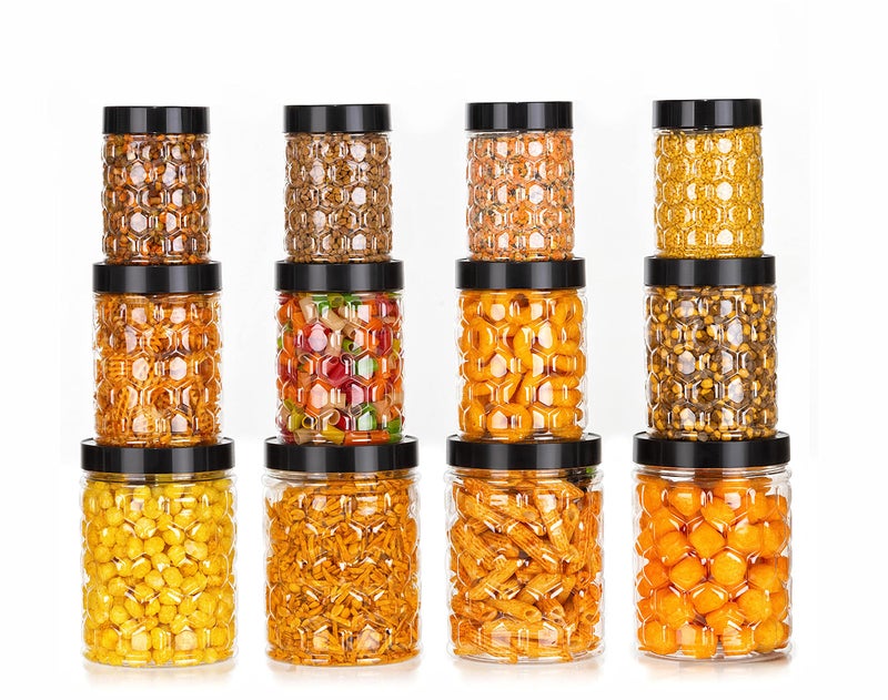 NARIYA Plastic Food Storage Containers, Set of 12 BPA Free Transparent Airtight Jars, Functional and Stylish, 350 ml, 650 ml, 1200 ml - Image 3