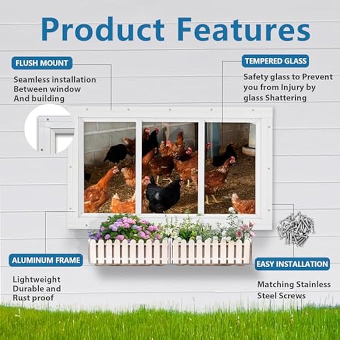 Shed Window 2 Pack 10"X18" White Transom Window Fixed Design,Flush Mount Household Windows With Tempered Glass And Srews For Shed,Chicken Coop,Barns,Playhouse And Garage - Image 3