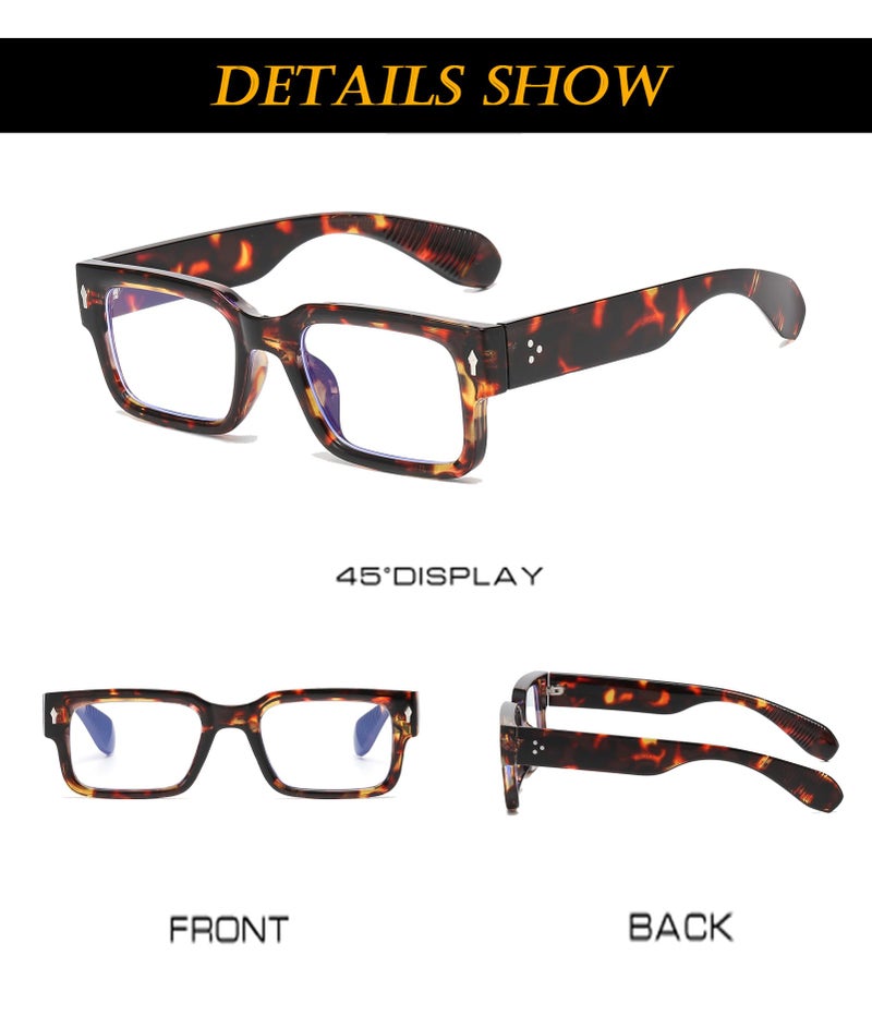 EYLRIM Square Frame Sunglasses for Women Men Trendy Chunky Rectangle Sun Glasses Black Shades UV400 Protection(A9 Tortoise/Anti-blue Lens) - Image 5