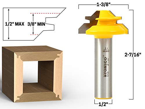 YONICO Lock Miter Router Bit Set 3 Bit 45 Degree 1/2-Inch Shank 15334 - Image 3