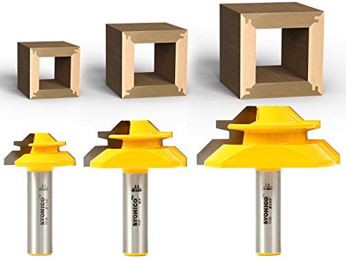 YONICO Lock Miter Router Bit Set 3 Bit 45 Degree 1/2-Inch Shank 15334 - Image 2