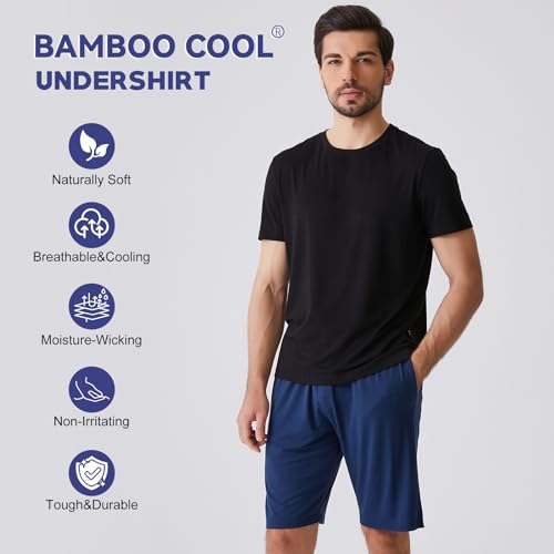 BAMBOO COOL Men's Undershirts Moisture-Wicking Tees Stretch Crew Neck Soft T-Shirts for Men,3 Pack Black - Image 4