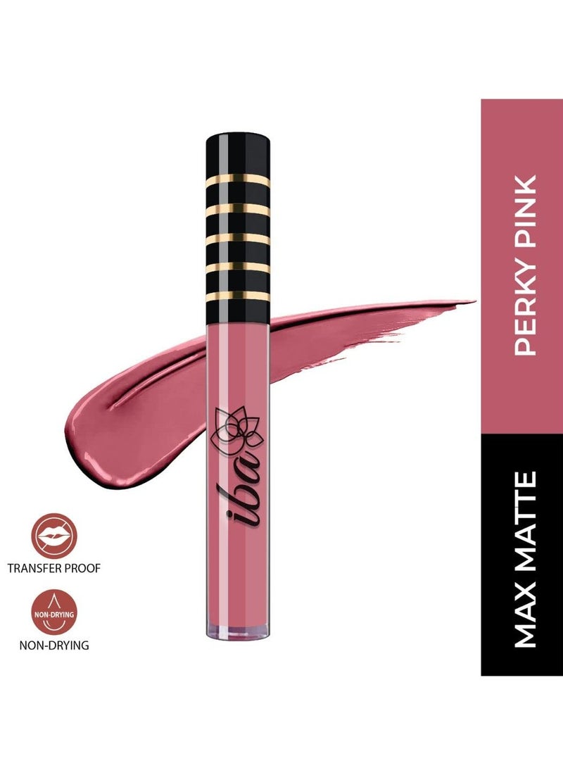 Iba Maxx Matte Liquid Lipstick Shade Perky Pink 2.6ml - Image 2