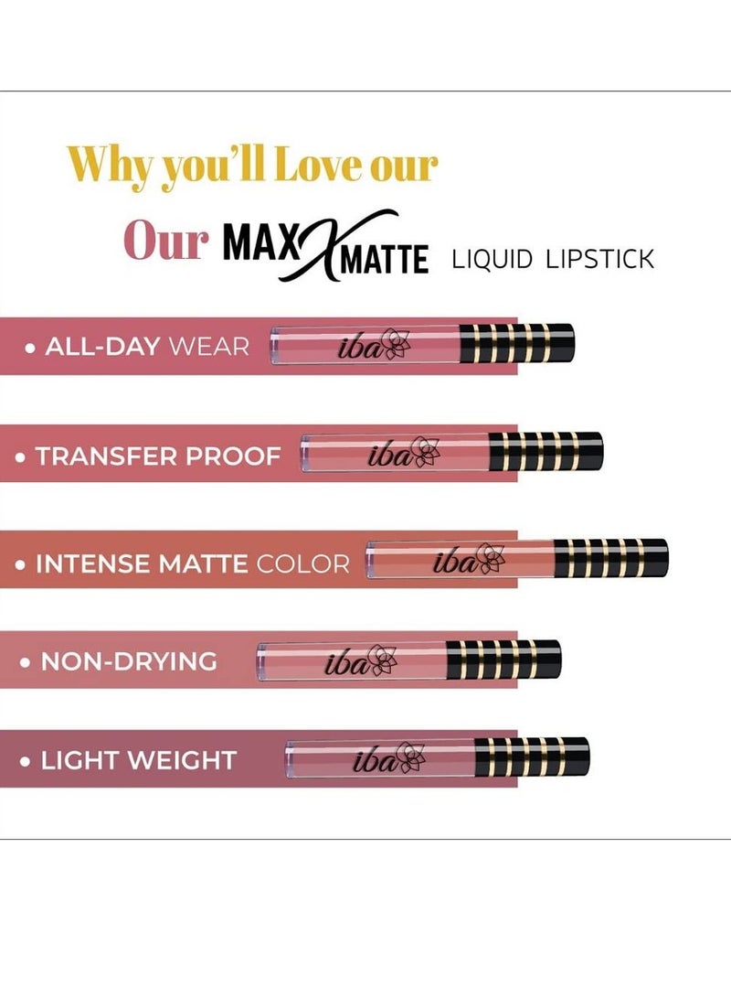 Iba Maxx Matte Liquid Lipstick Shade Perky Pink 2.6ml - Image 4