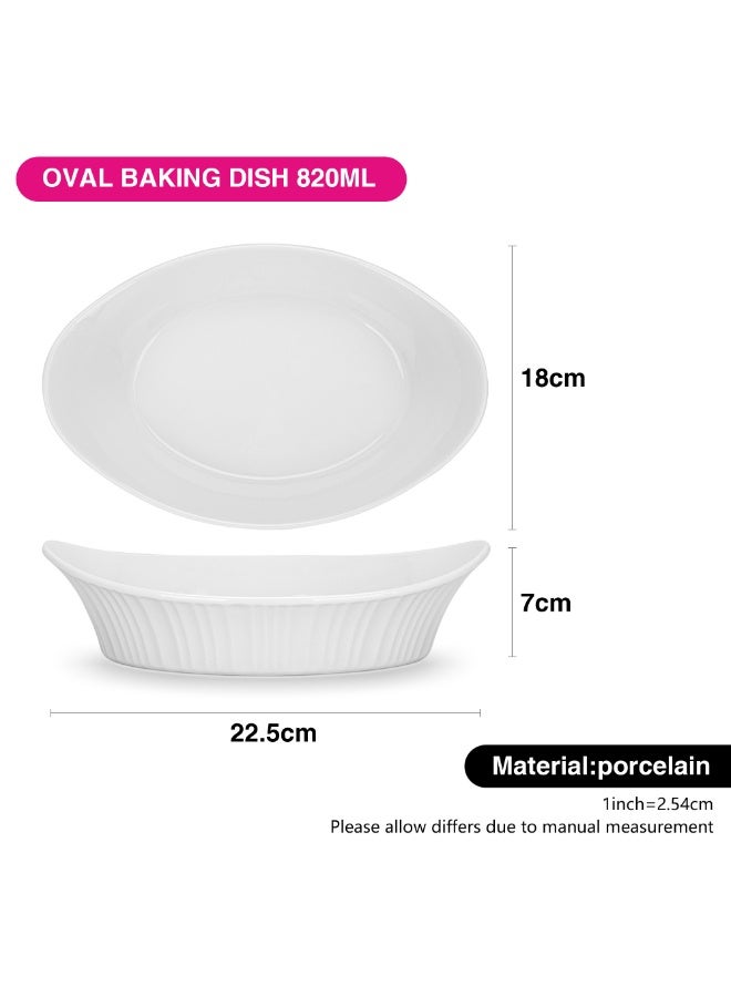 Fissman Oval Baking Dish 820ml, 22.5cm Porcelain Oven Baking Dish, Ceramic Casserole Dish for Baking, Roasting, Lasagna and Desserts - Image 2