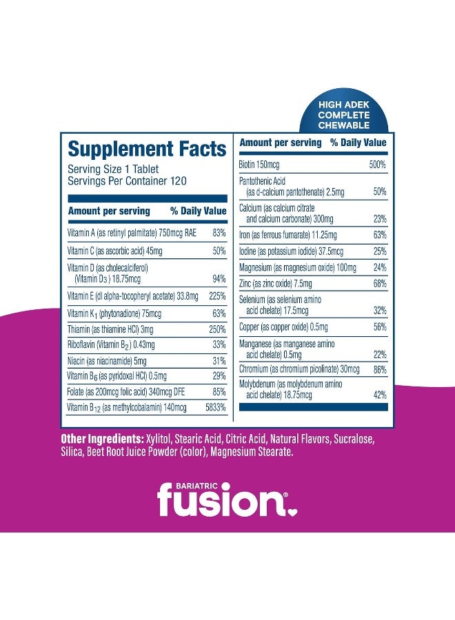 Bariatric Fusion Chewable Multivitamin Tablets for Adults - Mixed Berry Flavor - Image 4