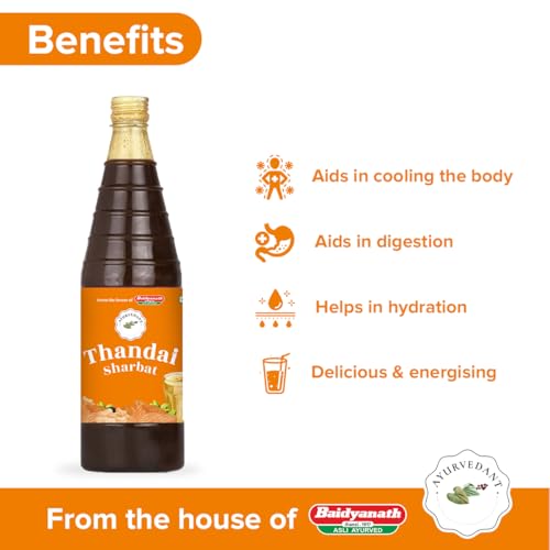 Ayurvedant Baidyanath Ayurvedant Thandai Sharbat - Traditional Indian Drink Mix (750 ML) | Refreshing Herbal Beverage with Natural Ingredients for Hydration and Refreshment - Image 3