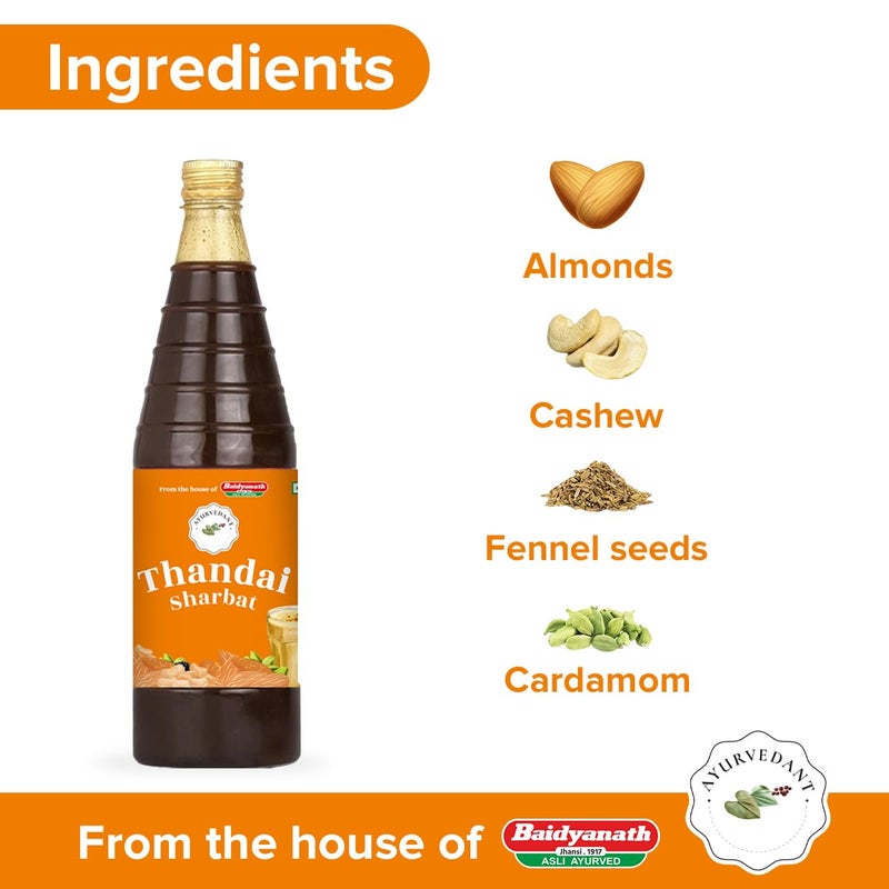 Ayurvedant Baidyanath Ayurvedant Thandai Sharbat - Traditional Indian Drink Mix (750 ML) | Refreshing Herbal Beverage with Natural Ingredients for Hydration and Refreshment - Image 5