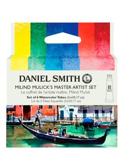 Daniel Smith daniel smith Extra Fine Watercolor - Master Artist, Set of 6, 5 ml Tubes - (Yellow Shade, Green Shade, Ultramarine Blue, Pyrrol Scarlet, Alizarin Crimson) 