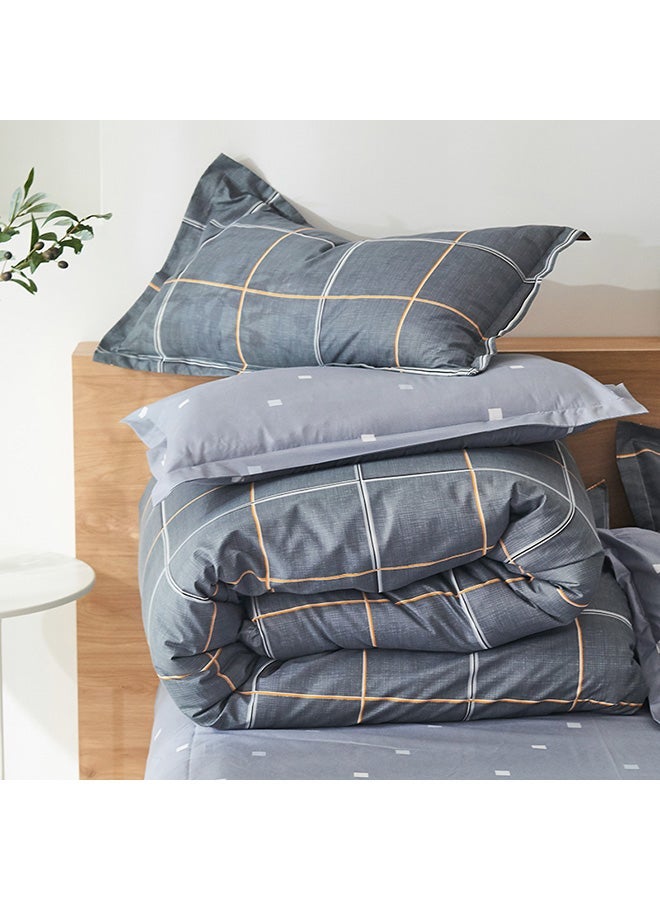 NIBEMINENT 4-Piece Gentleman Taste Design Bedding Set Polyester Dark Grey/Yellow/White - Image 3