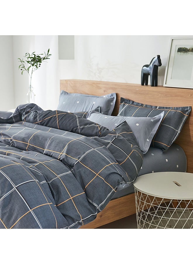 NIBEMINENT 4-Piece Gentleman Taste Design Bedding Set Polyester Dark Grey/Yellow/White - Image 2