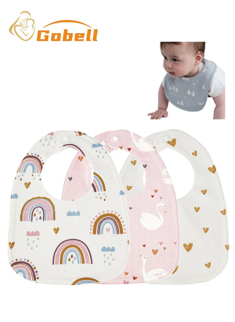 Gobell Waterproof Baby Bibs U-shaped Cotton Saliva 3pcs  - Image 1