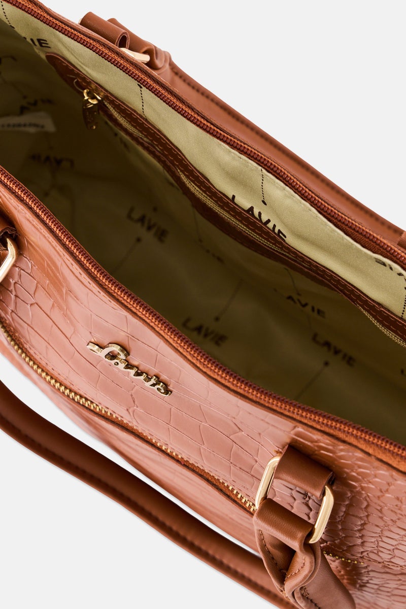 Lavie حقيبة توت منقوشة للنساء، بني داكن - Image 3