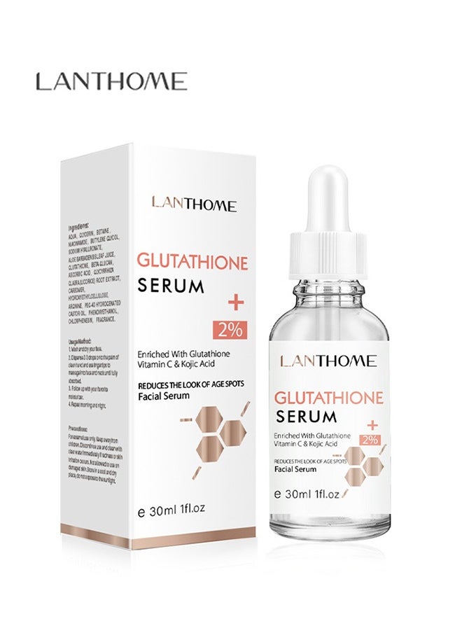 Lanthome - Glutathione White Serum, Vitaminc C & Kojic Acid Intensive Lightening Facial Serum Whitening The Skin Diminish Sunburn And Dark Spots 30ML - Image 1